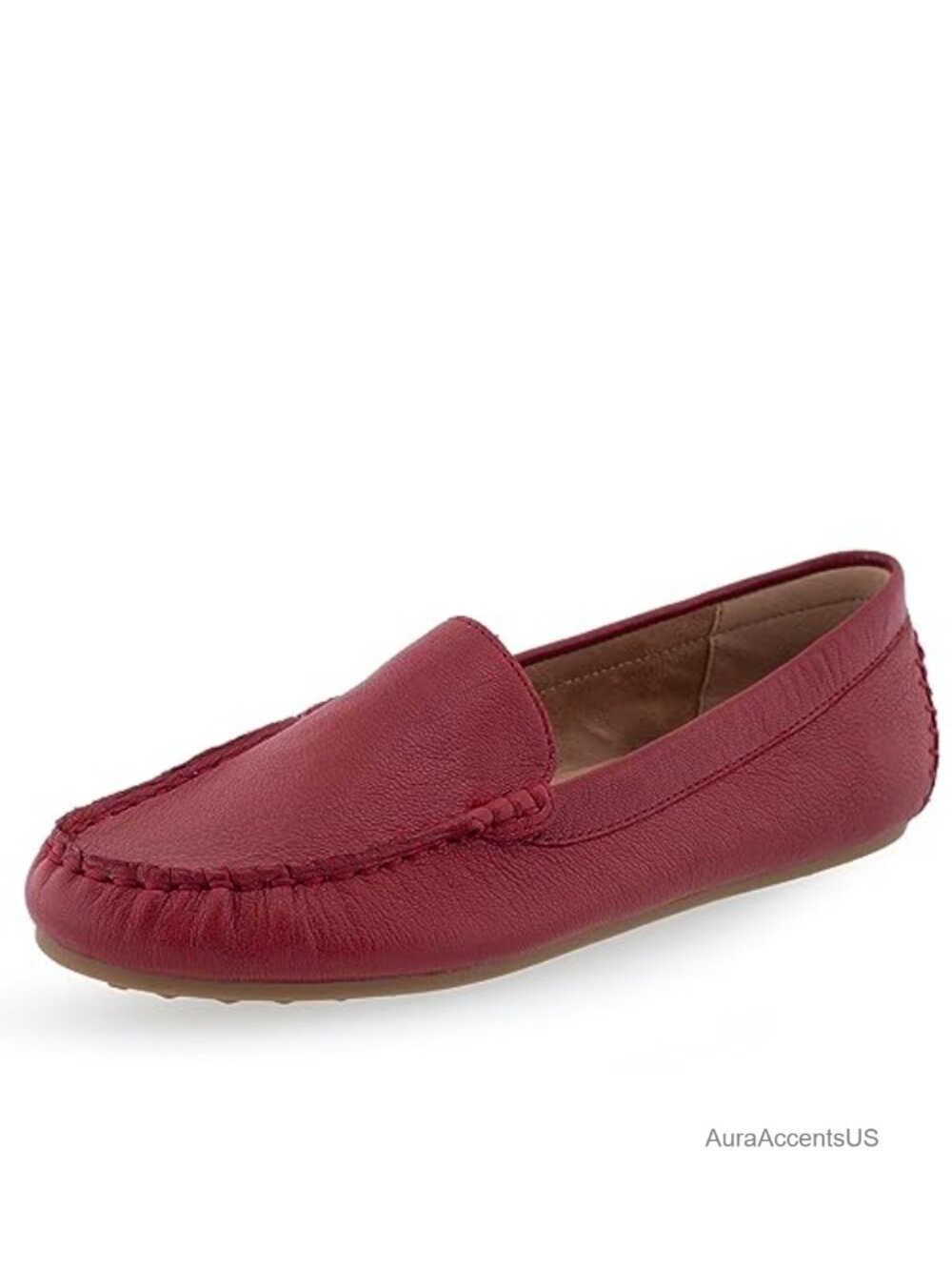 Red Leather Driving Loafers Comfort Technology Pull-On Breathable